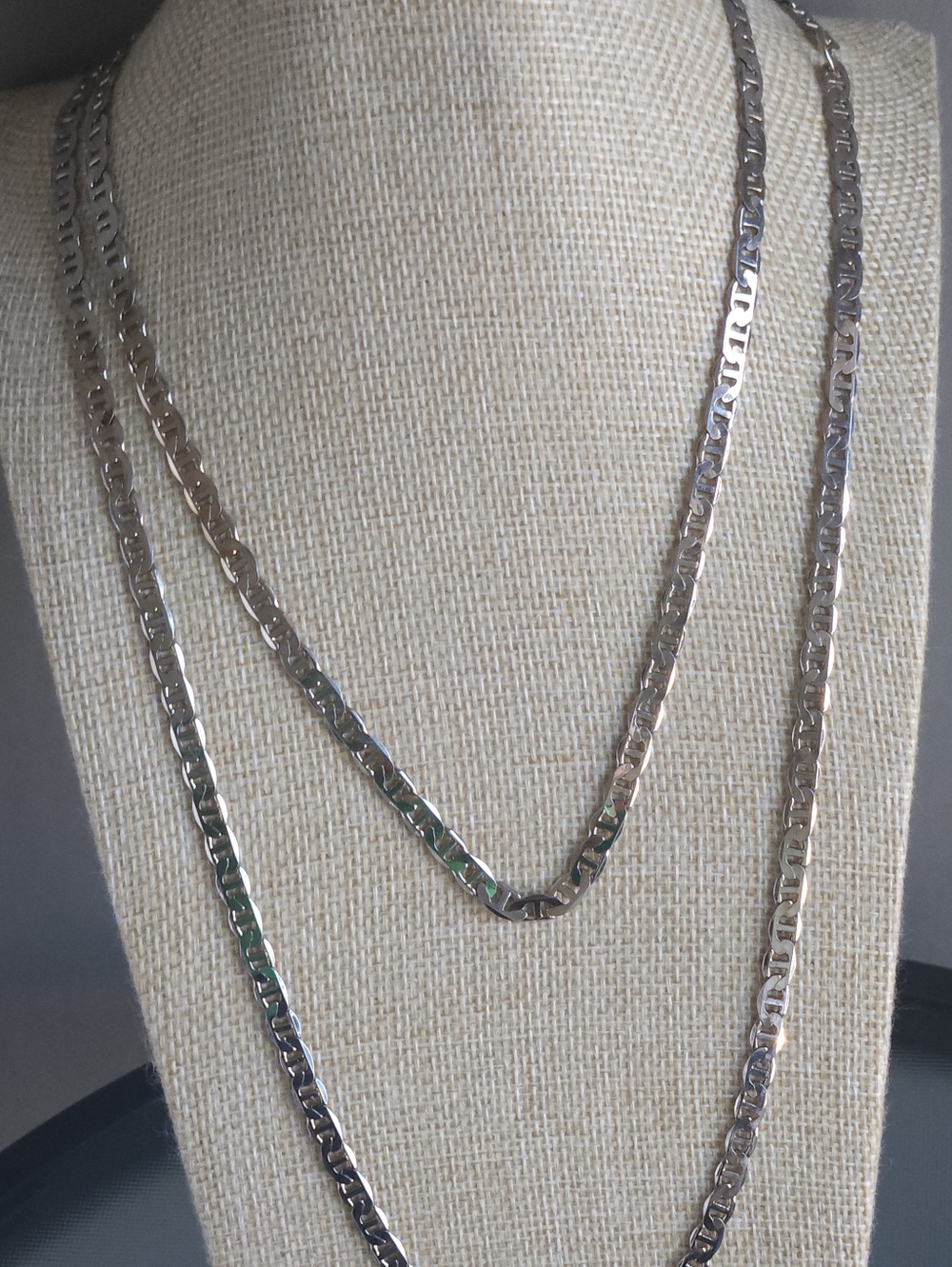 Layered Figaro-Style Silver Chain Necklace Trio
